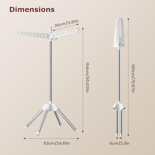 Rotatable and Foldable Clothes Drying Rack, Space Saving Free Standing 1 tier