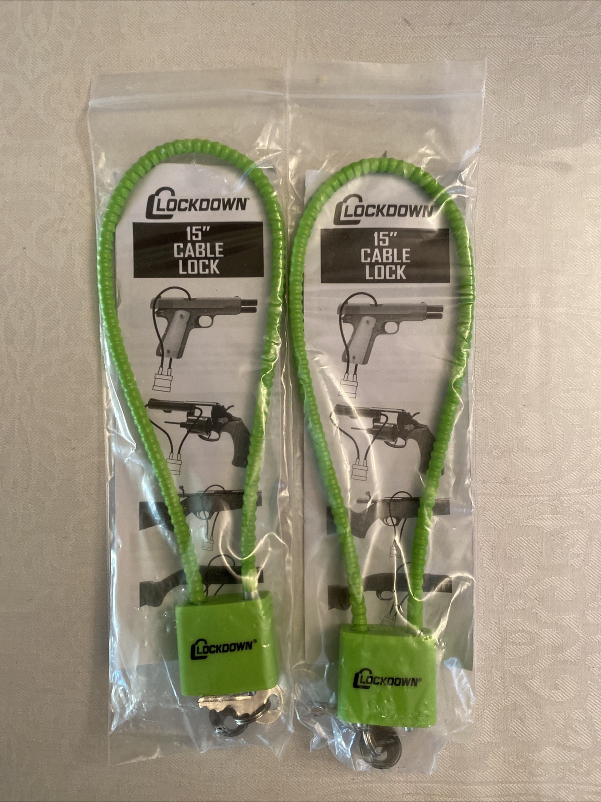 Firearm Handgun Rifle Shotgun Gun Cable Lock 15" Lockdown Brand New 2 Locks