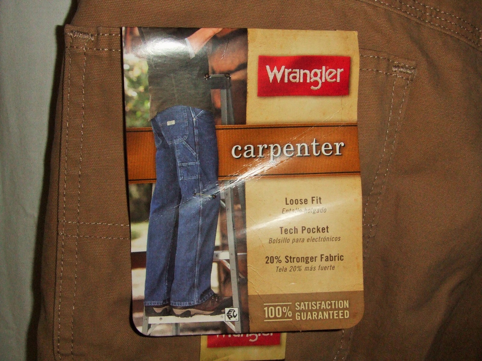 Wrangler 94LSWAO Brown Khaki Carpenter Pants Men's Size 40 x 29 ~ Brand New ~ q