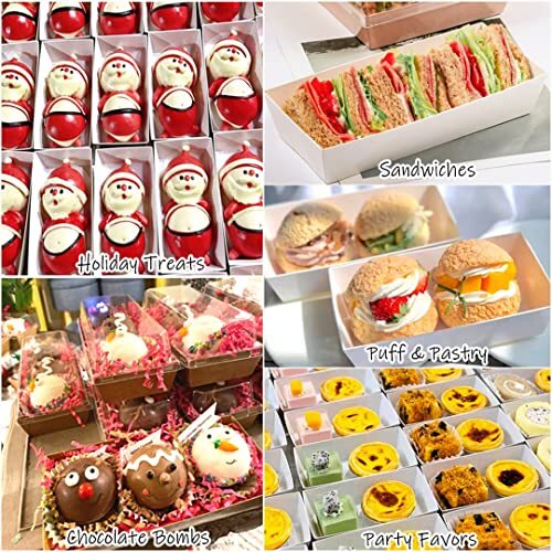 Charcuterie Boxes with Clear Lids, 50 Pack White Bakery Boxes, Cookie Boxes, ...