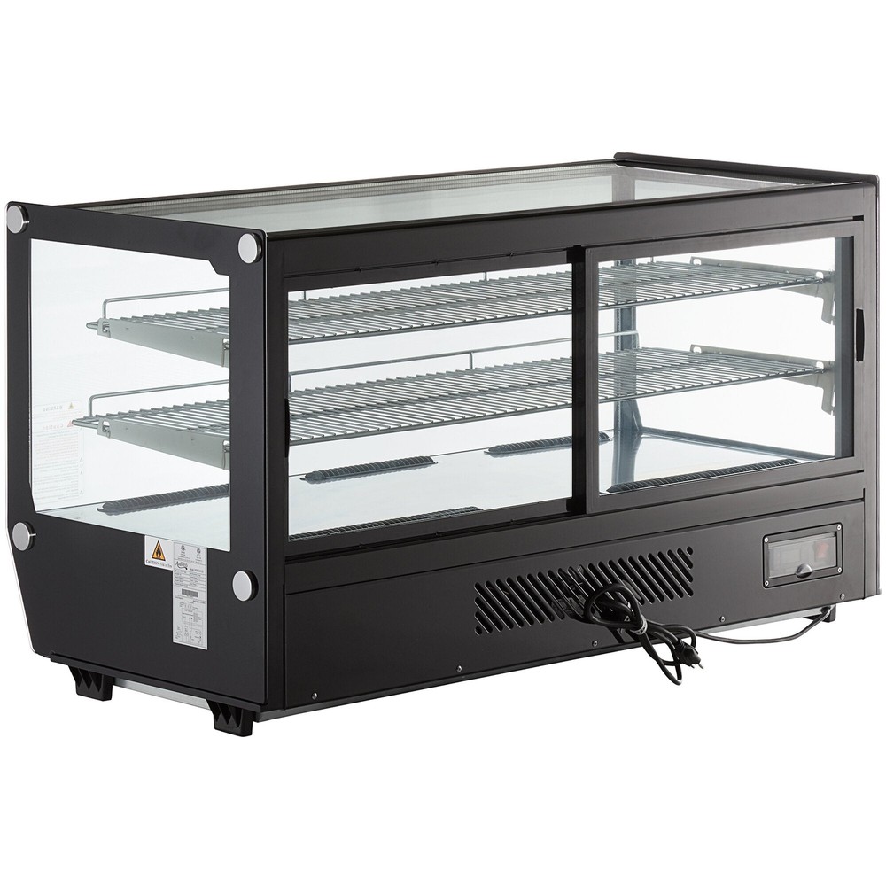 48" Black Refrigerated Square Countertop Bakery Display Case with LED Lighting