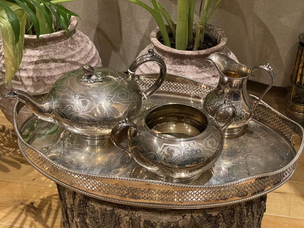 Antique Victorian Silver-Plated Tea Set