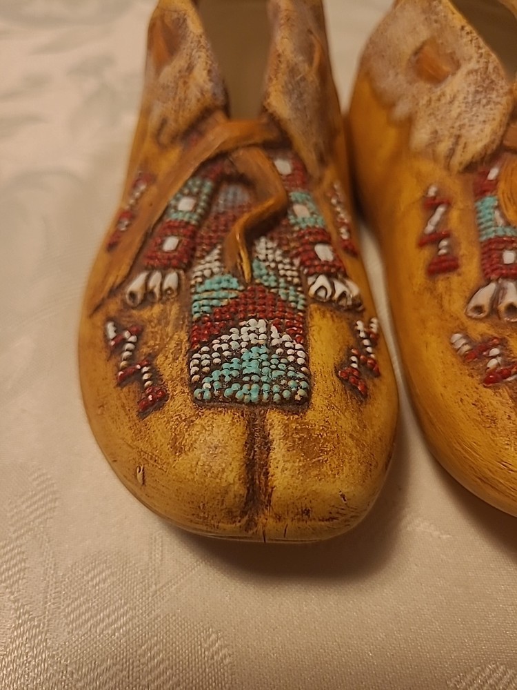 Ceramic Moccasins Native American Design Decorative 6" L