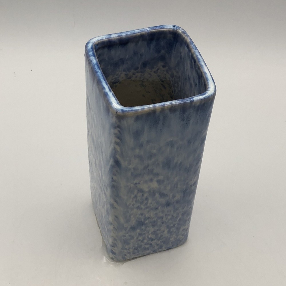 Studio Crafted Blue Square Brioche Glaze Vase