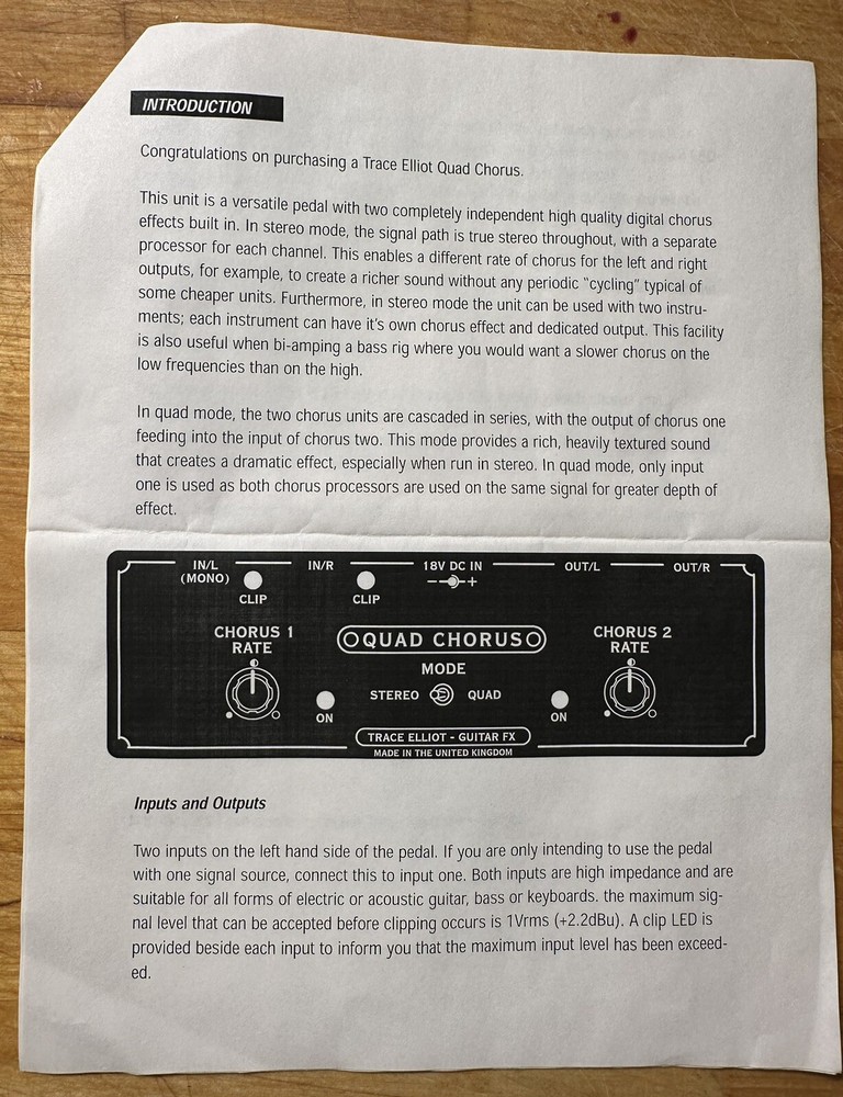 Trace Elliot Quad Chorus pedal