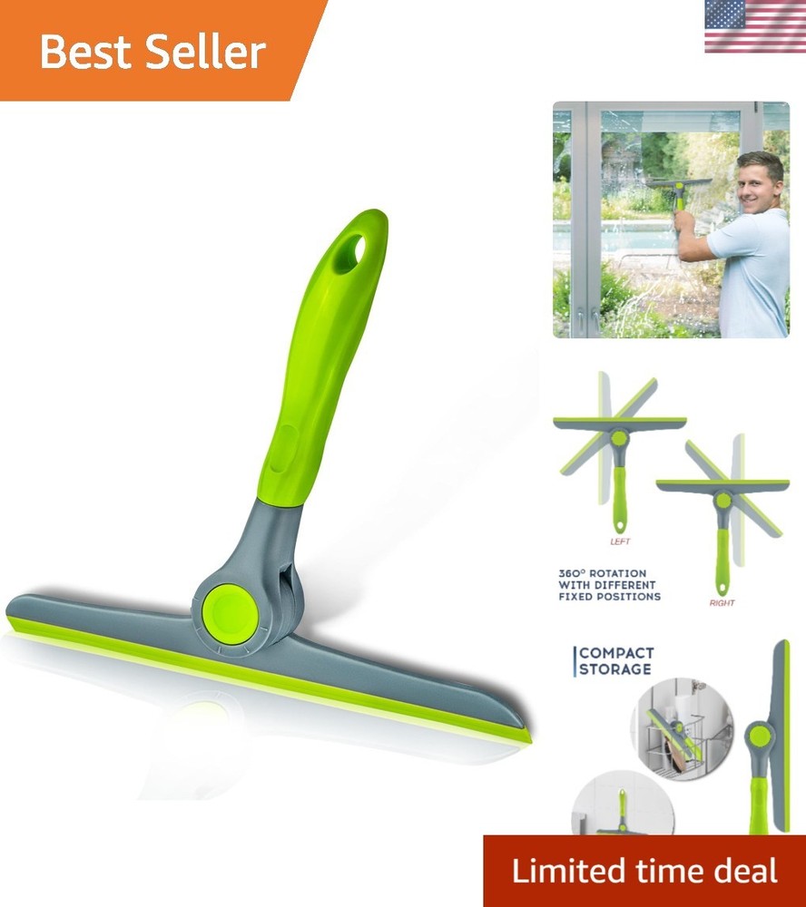 360° Rotating Handheld Squeegee for Windows, Showers & Windshields - 10 Inch