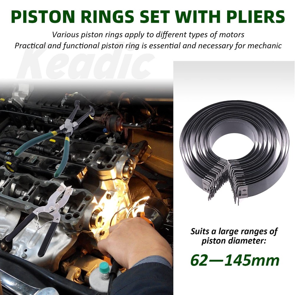 16 Pcs Automotive Engine Piston Ring Compressor Tool Set Contains Compressor