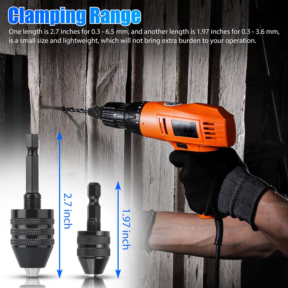 4x Keyless Chuck Conversion 1/4" Hex Shank Adapter Drill Bit Quick Change Driver