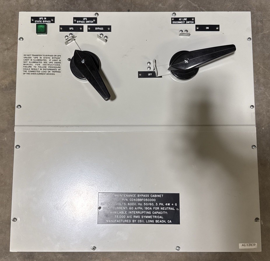 CSII Maintenance Bypass Cabinet 600V  3PH