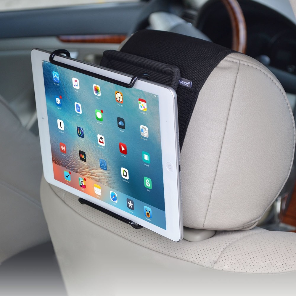 WANPOOL Universal Car Headrest Mount Holder with Angle-Adjustable Clamp for Tabl
