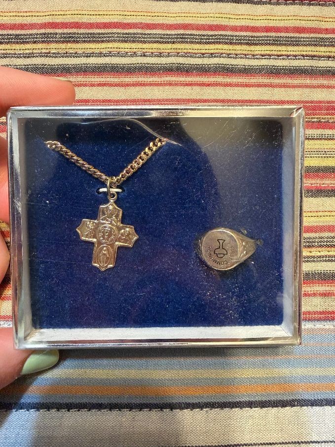 First Communion Medal and Ring Set New in Box