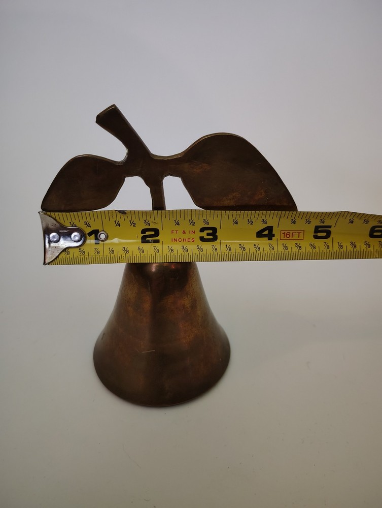 Vintage Brass Bell With Leaf Handle 5"