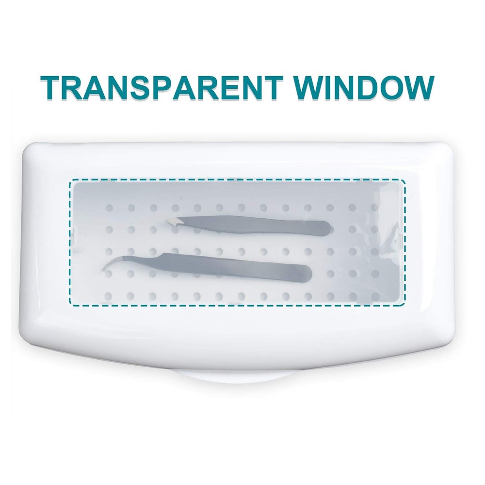 Nail Tool Sterilizer Box, Plastic Sterilization Tray for Tweezer, Eyelash Ext...