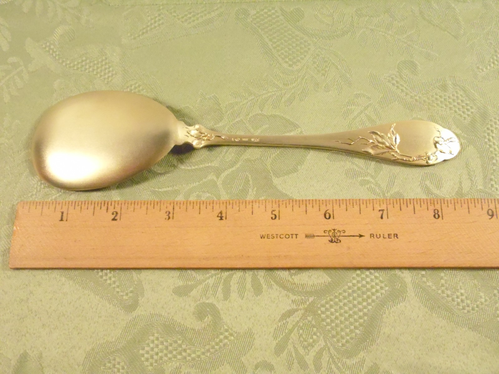 "BIRD & BERRIES" ~ 8.50" SERVING SPOON by BINDER ~ .800 SILVER / GILT ~ 2.16 OZT