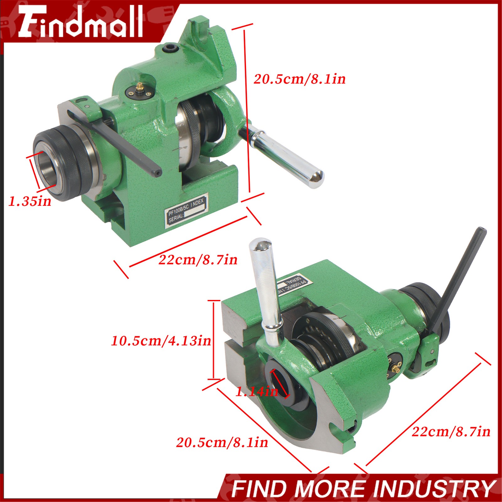 Findmall .0004" Thread Collet 5C Vertical Horizontal Spin Index Fixture Milling