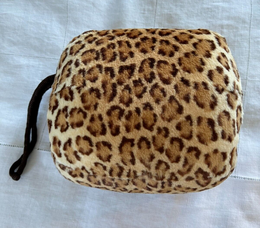Vintage Muff Leopard Pattern Rabbit Hand Warmer Strap Fur