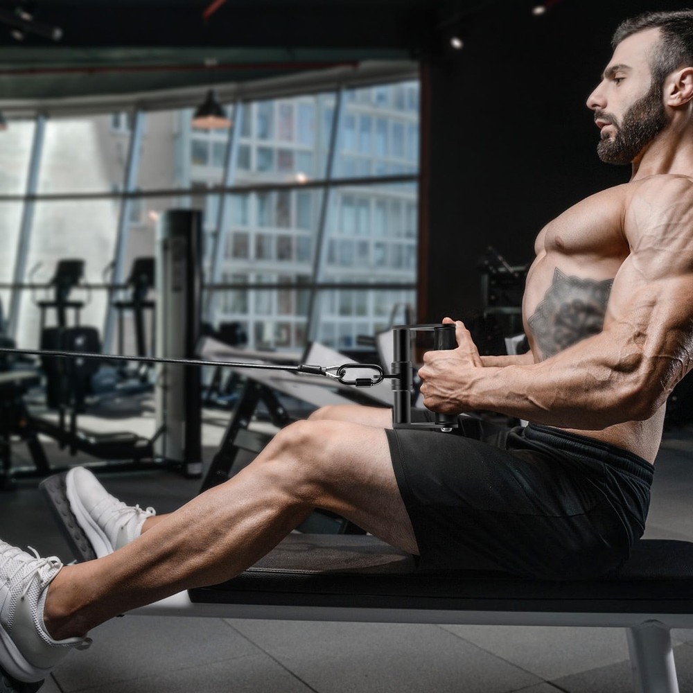 Double D Row Handle Cable Attachment, Rotating V Handle with Non-Slip Rubber ...