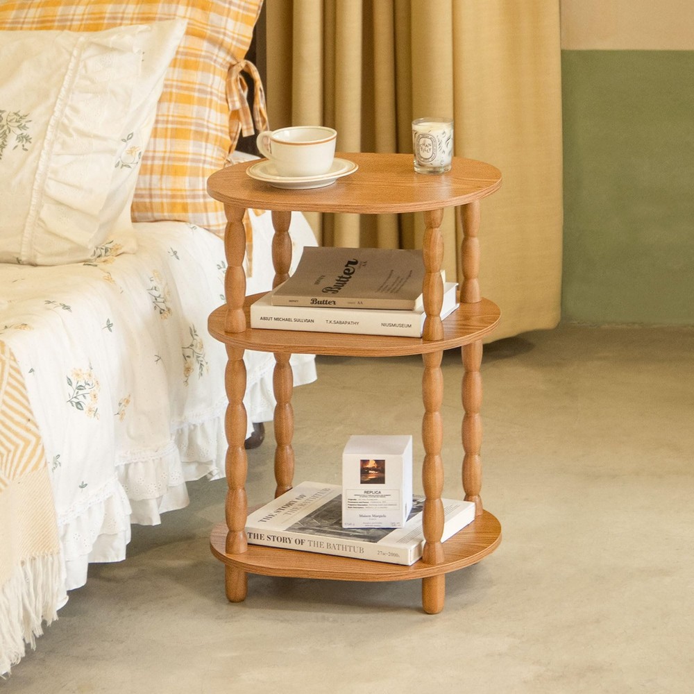 End Table Small Side Table For Small Spaces Modern Oval Night Stand Brown