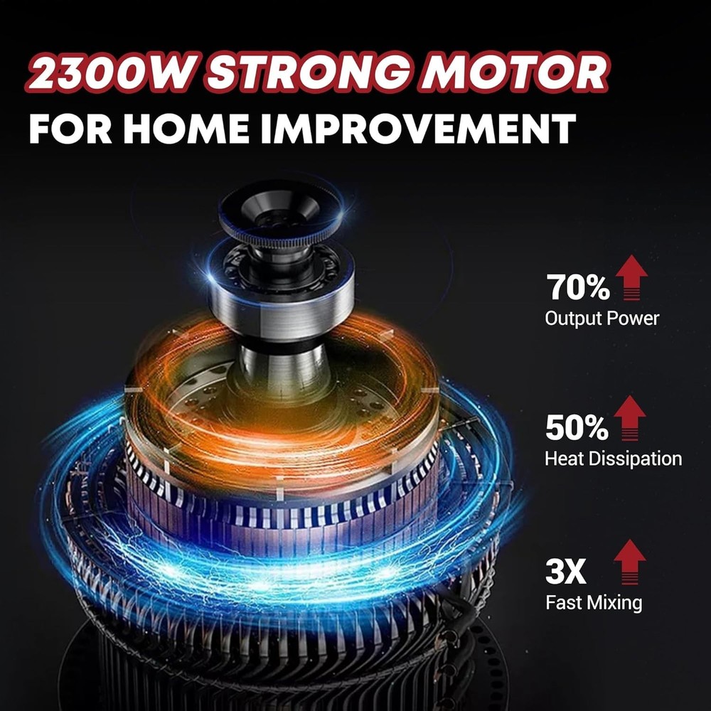 Efficient 2300W Electric Mortar Mixer - Lightweight & Adjustable Speed Control