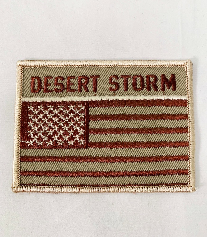 2 U.S. Army Desert Storm Subdued Desert Tan U.S. Flag Patch and Eagle Patch