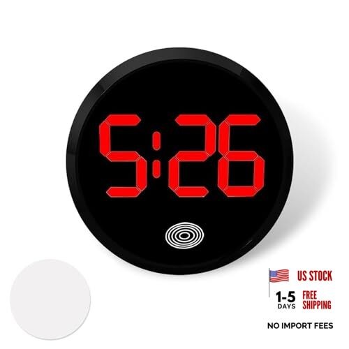 Car Digital Clock, Round Touch Screen Display LED Luminous Number 1 PC Red