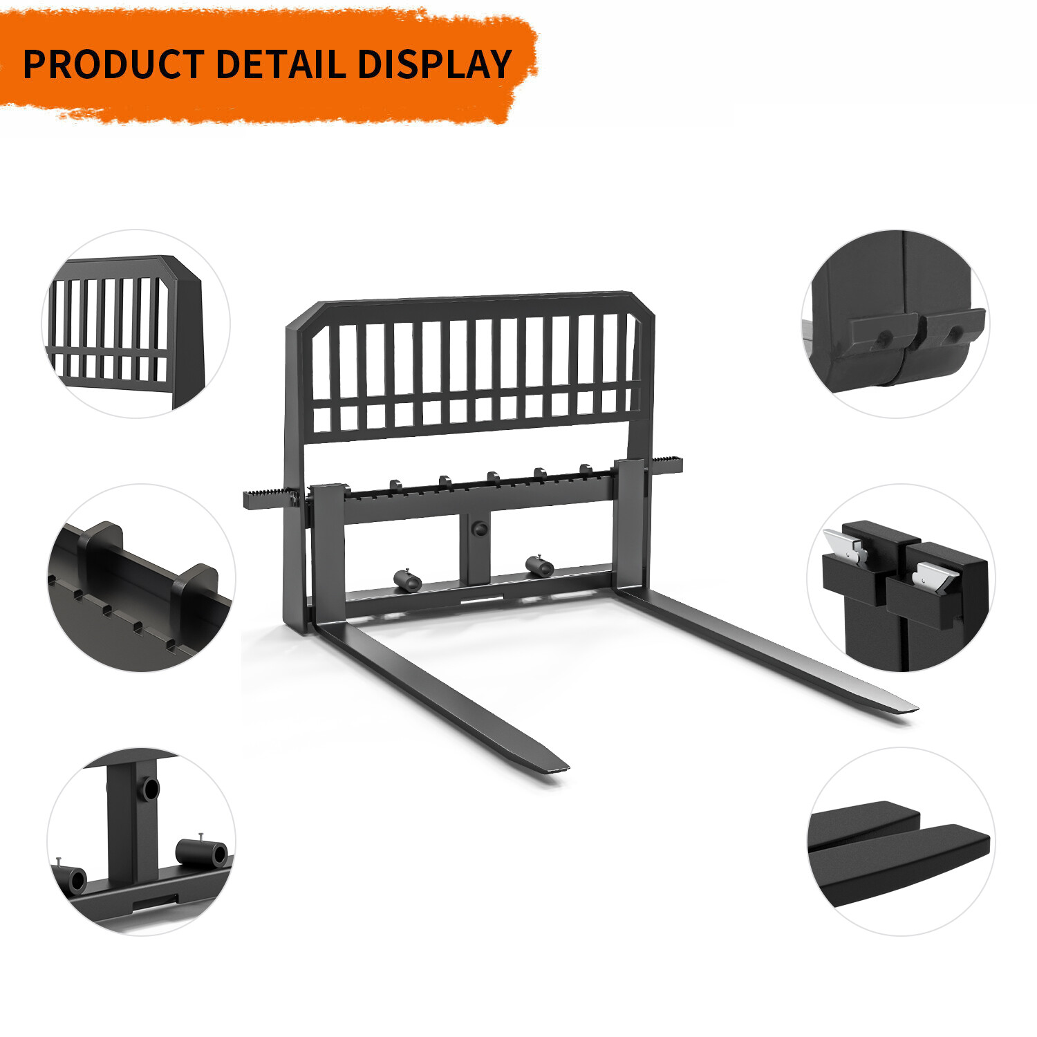 Skid Steer Tractor Attachment: 45" Frame W/ 48" Blades Pallet Fork 4000LBS Heavy