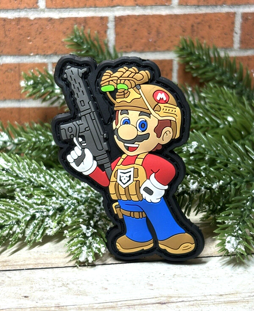 PVC Tactical Patch- Mario Patch - Hook Loop Morale Gun Mario Patch