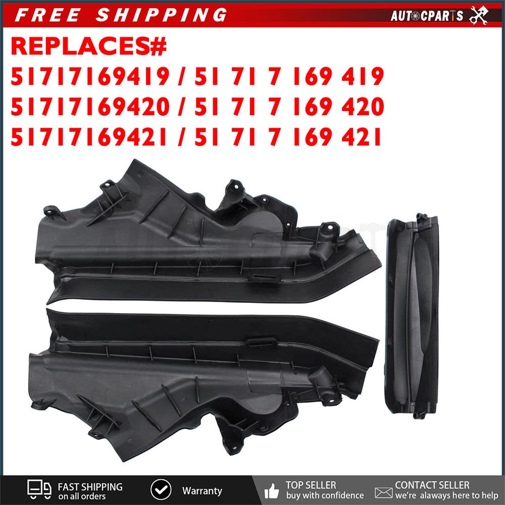3Pcs Set Engine Upper Compartment Partition Panel Fit BMW X5 X6 E70 E70N E71 New