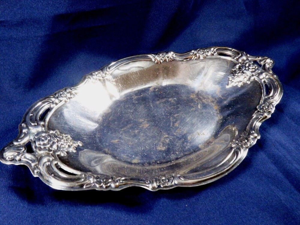 Vintage Community Scroll & Floral pattern Silver plate Dish Bowl