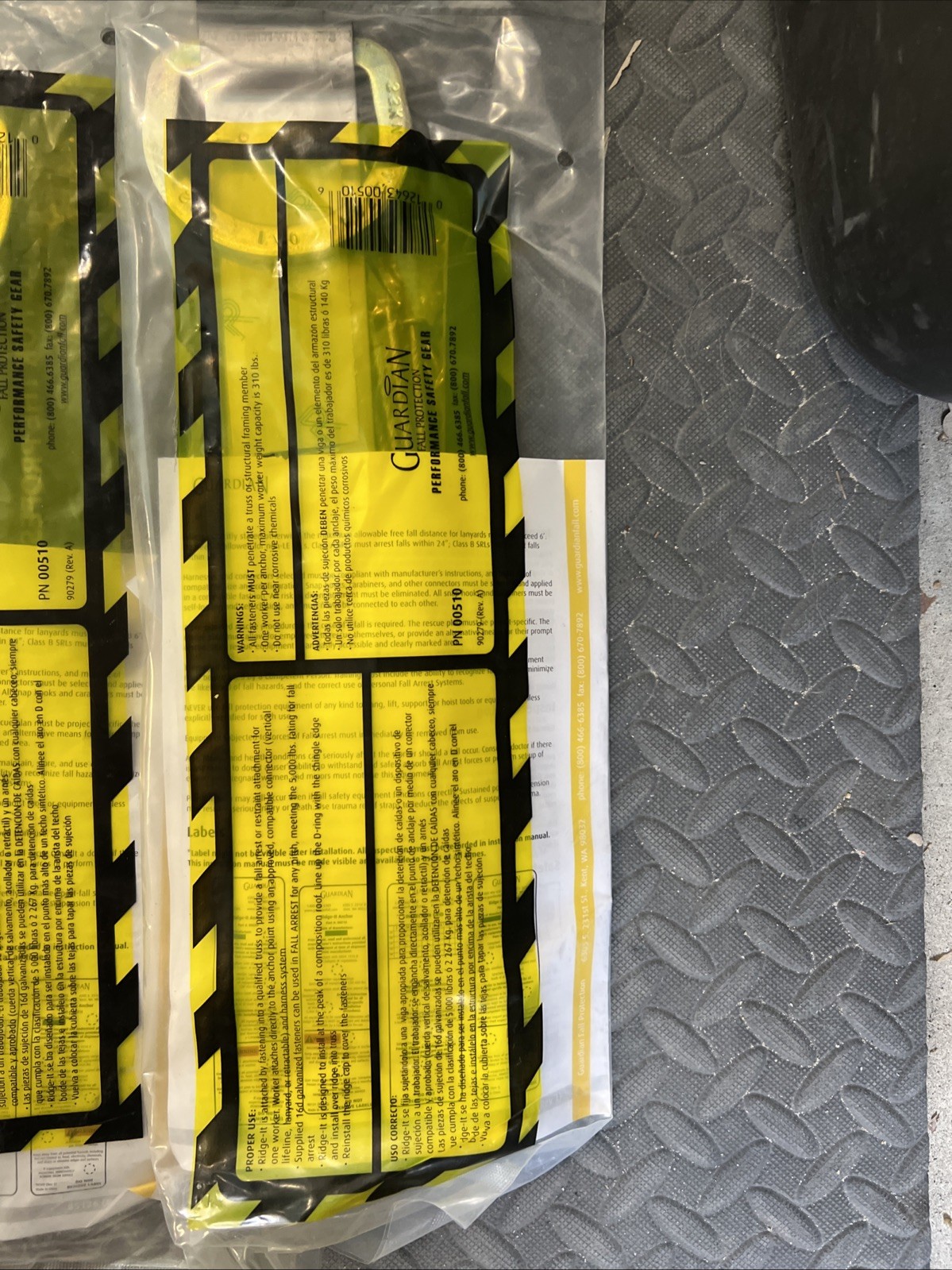 4 pack Guardian 00510 Ridge-It Roof Anchor, 18" Stainless/Zinc OSHA/ANSI