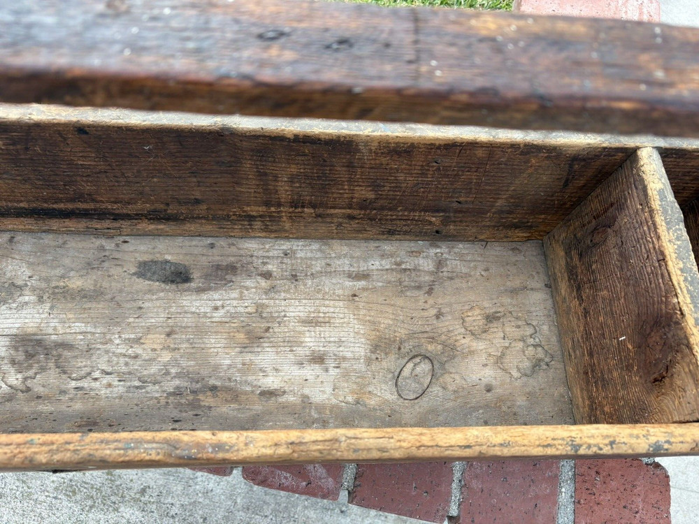 Vintage Handmade Wood Tool Caddy Tool Box Rustic Tray Extra Long.