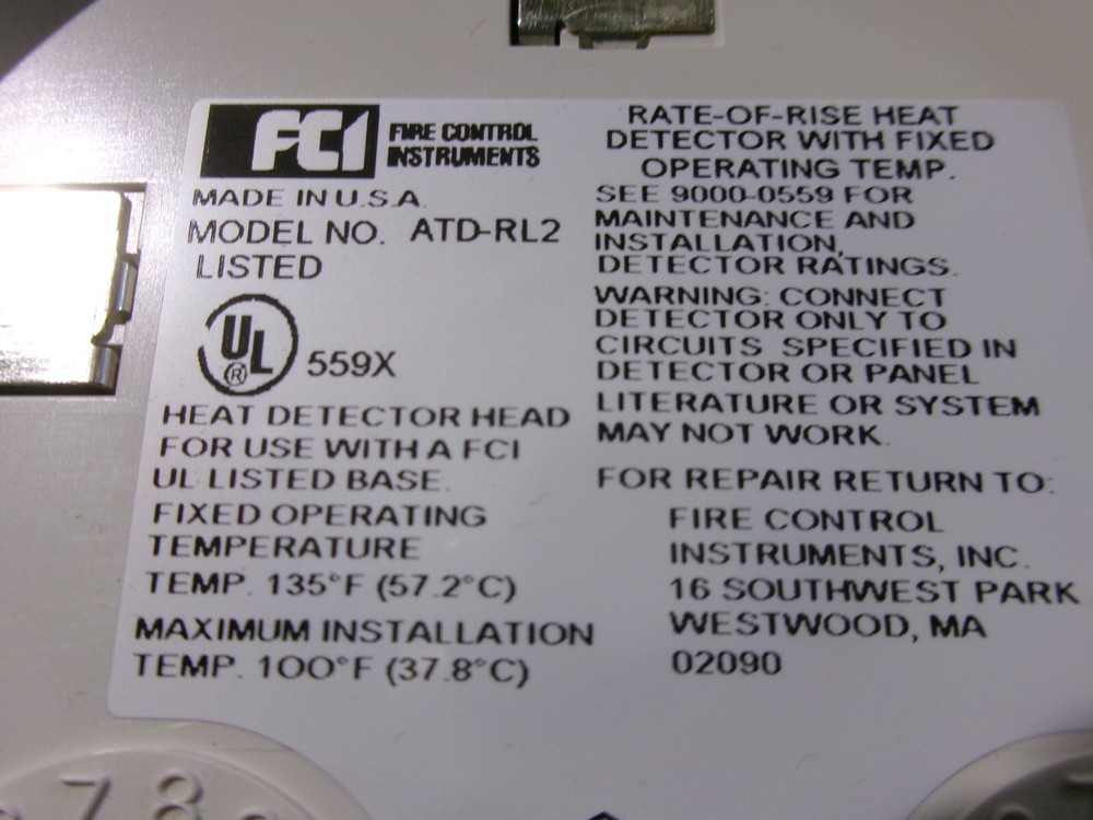 New Fire Control Instruments ATD-RL2 Heat Detector Head