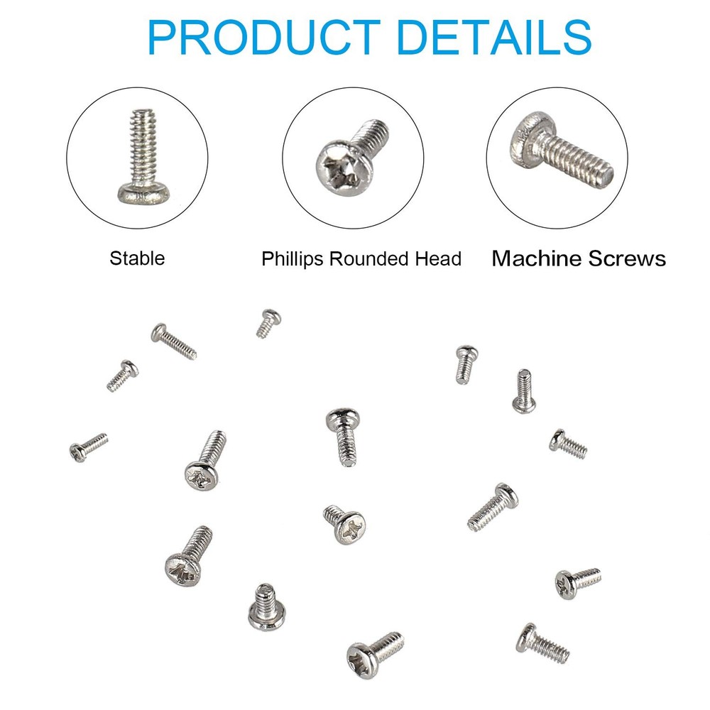 800pcs Tiny Screws for Electronics, M1 M1.2 M1.4 M1.6 M1.7, Silver