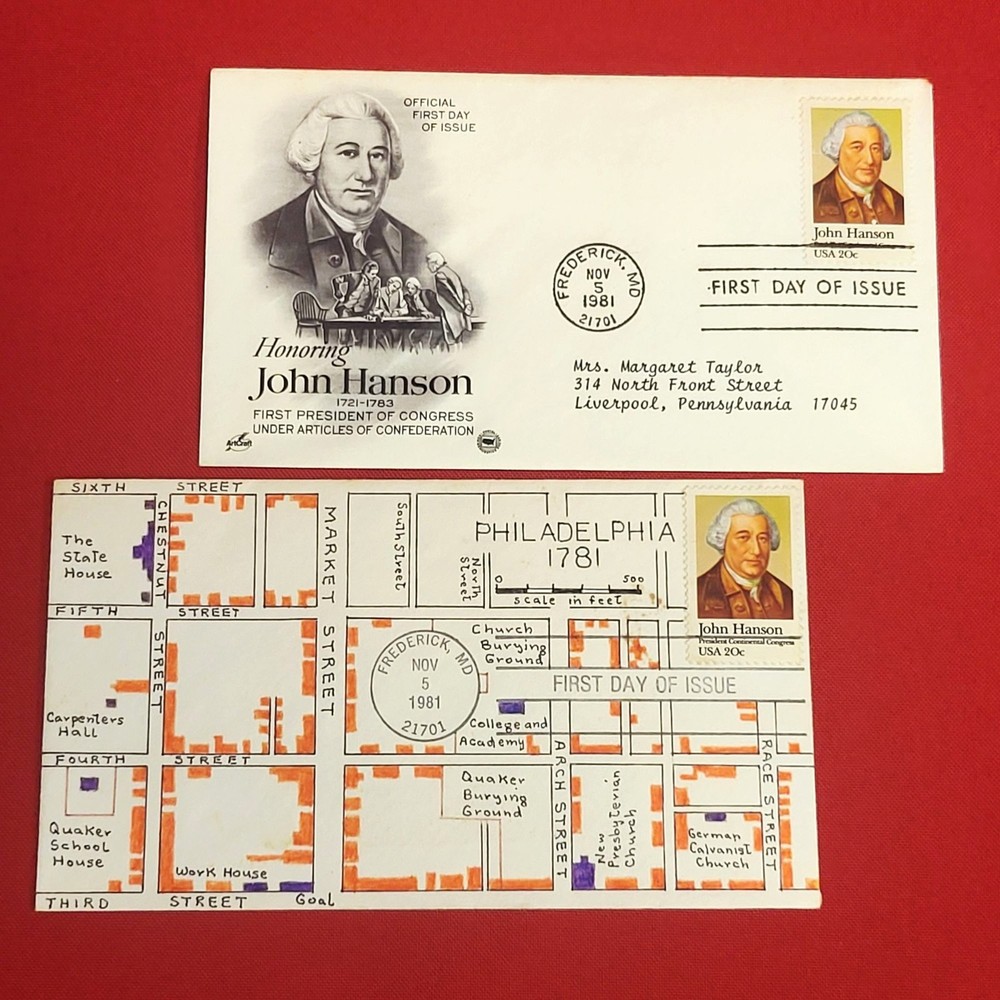 First Day of Issue John Hanson Stamp Cache Envelope