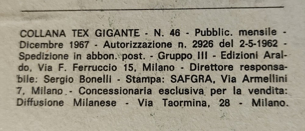 TEX Comic No. 46 THE HITMAN 1967 Sergio Bonelli + GREAT + Read Description