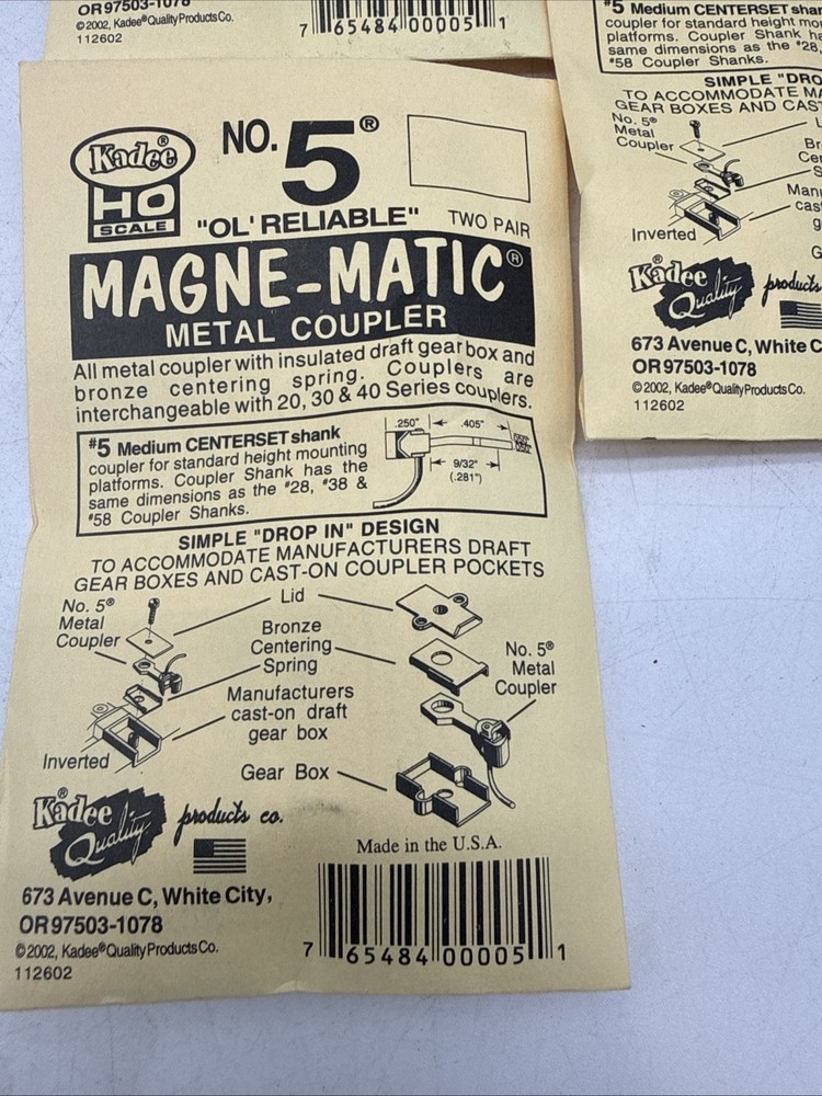 3 Packs KADEE #5 Magne-Matic Coupler 2 PAIR PER PACKAGE