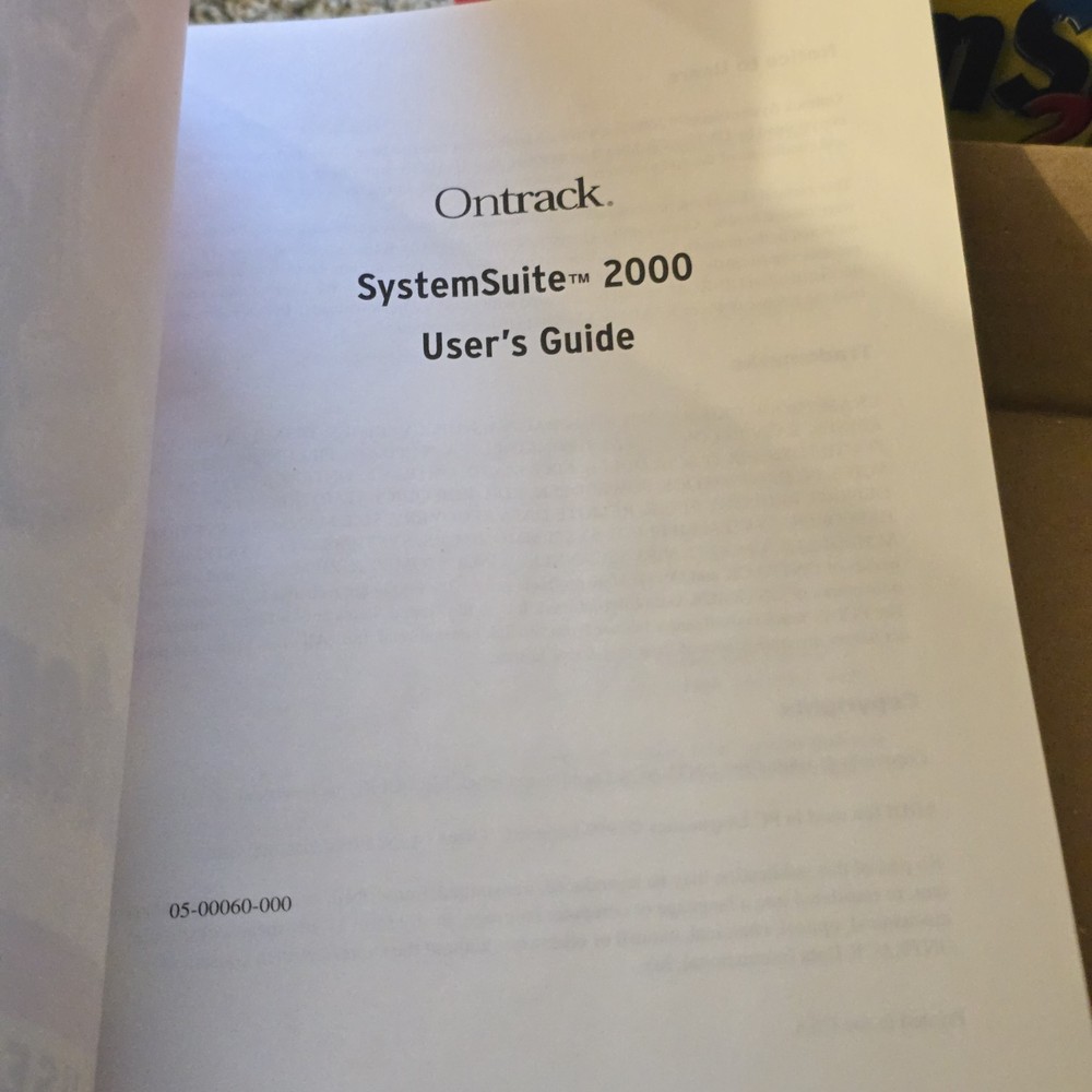 Ontrack SystemSuite 2000 Windows 98/95/2000 W/User Guide Big Box PC CD Rom/Disk