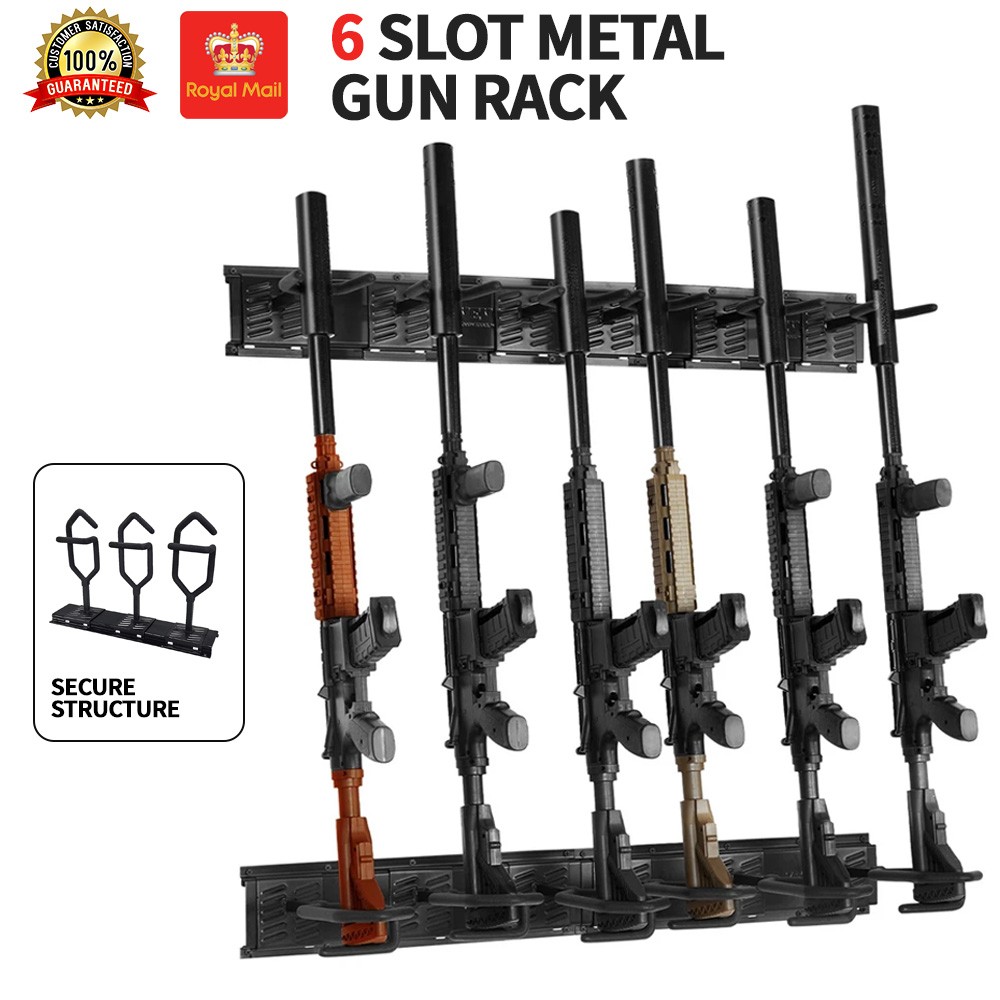 CISIVIS Gun Rack 6-Slot Indoor Metal Gun Rack Wall Mount Vertical Rifle Rack