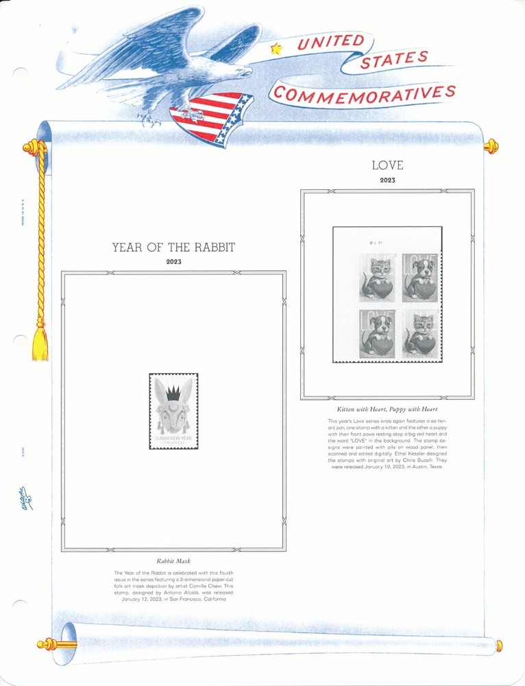 WHITE ACE 2022 UNITED STATES Commemorative Plate Blocks Simplified PB-74s