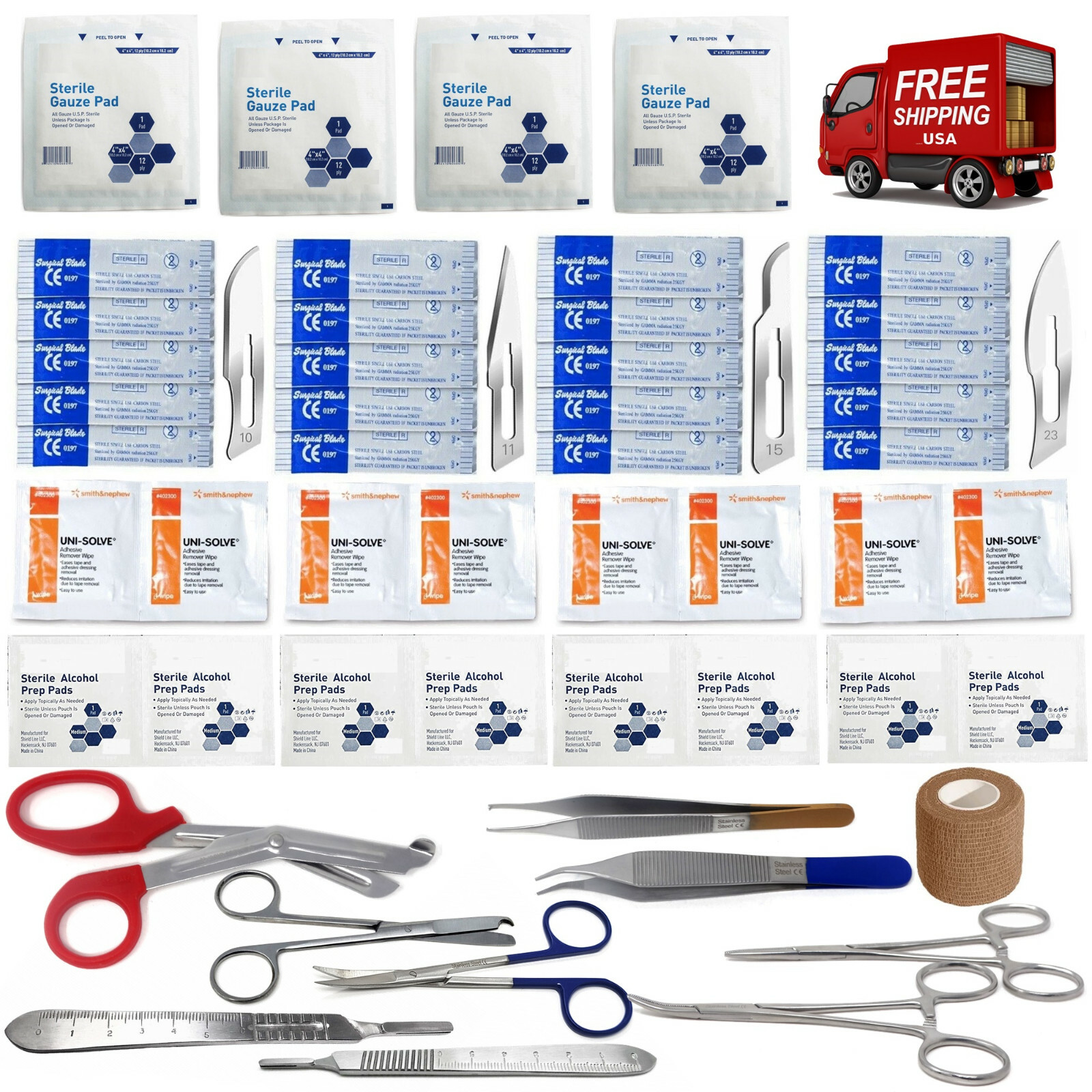 Surgical Suture Trauma Kit | First Aid Supplies Medical | High Quality Free Ship