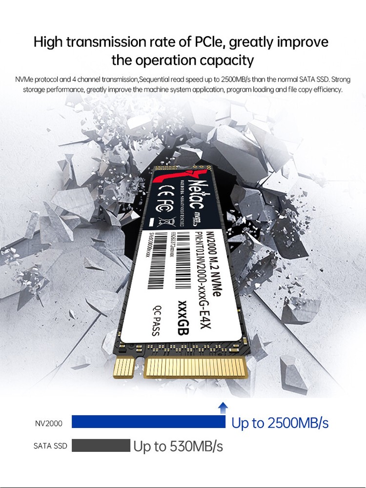 Netac 512GB M.2 2280 Internal SSD NVMe PCIe3.0 Solid State Drive