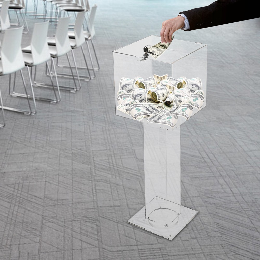 Clear Acrylic Ballot Box Practical Voting Box Lockable Ballot Box With 2 Keys