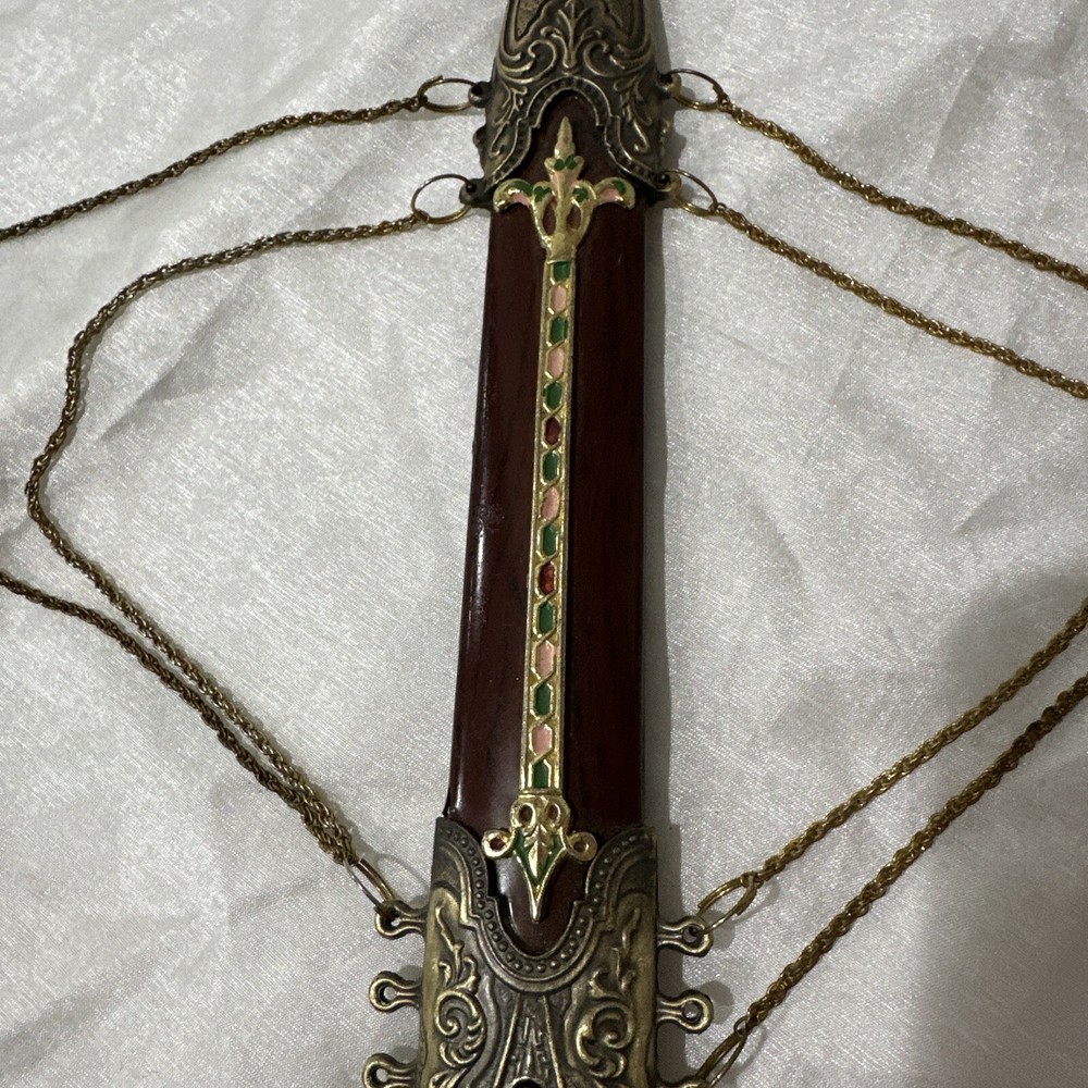 Ornate Oriental Replica 15” Dagger Sword with Sheath (A)