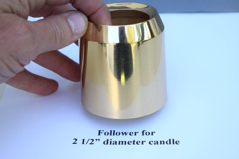 Solid Brass Candle Follower for 2 1/2" Diameter Paschal Candle (Burner, Topper)