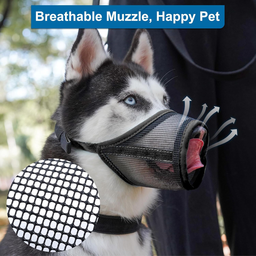 Mesh Dog Muzzle for Small Medium Large Dogs, Soft Dog Muzzle to Prevent Biting C