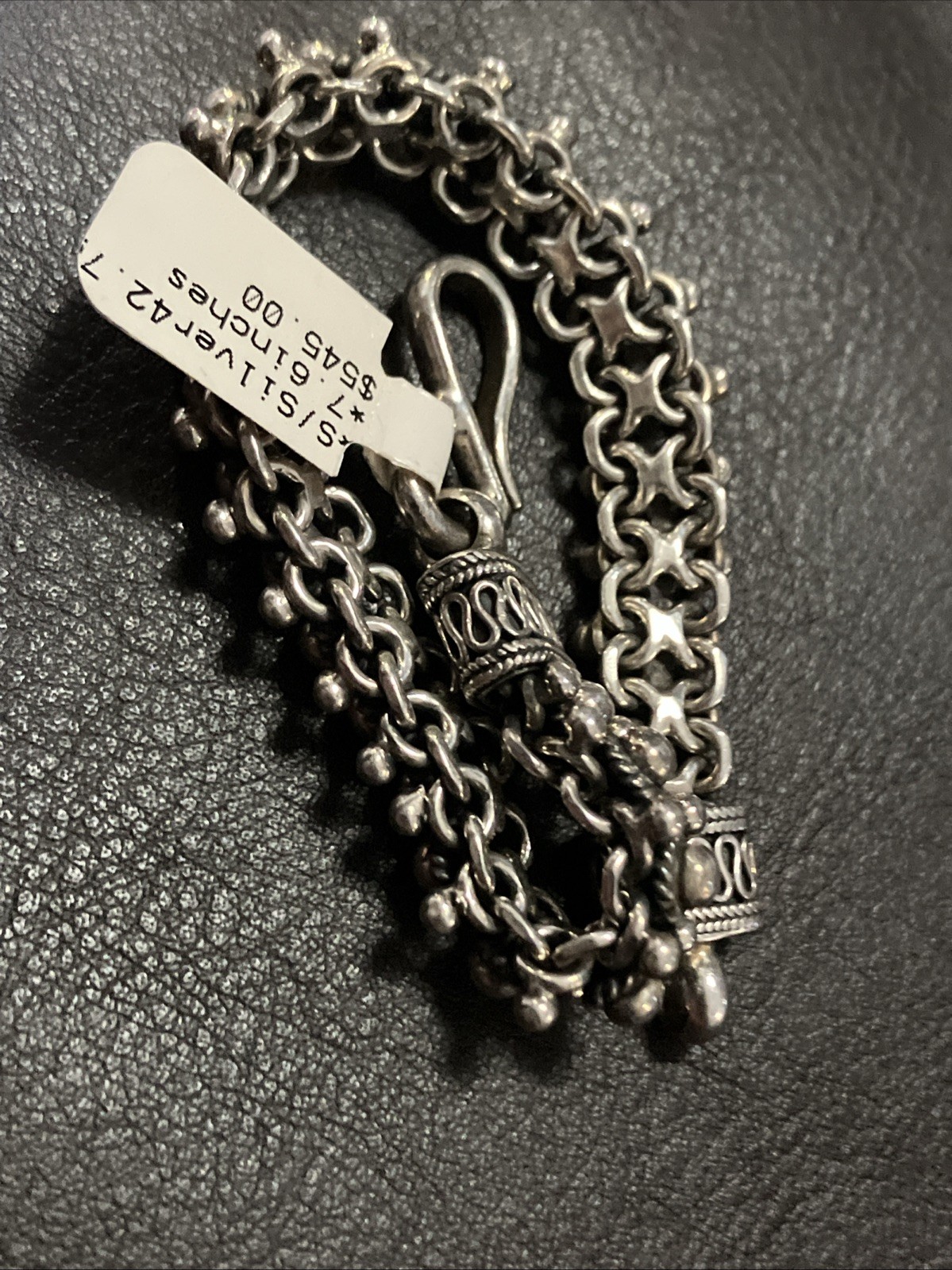 925 Sterling Silver Vintage Antique Finish Bracelet 42.7 Grams 7.6 Inches