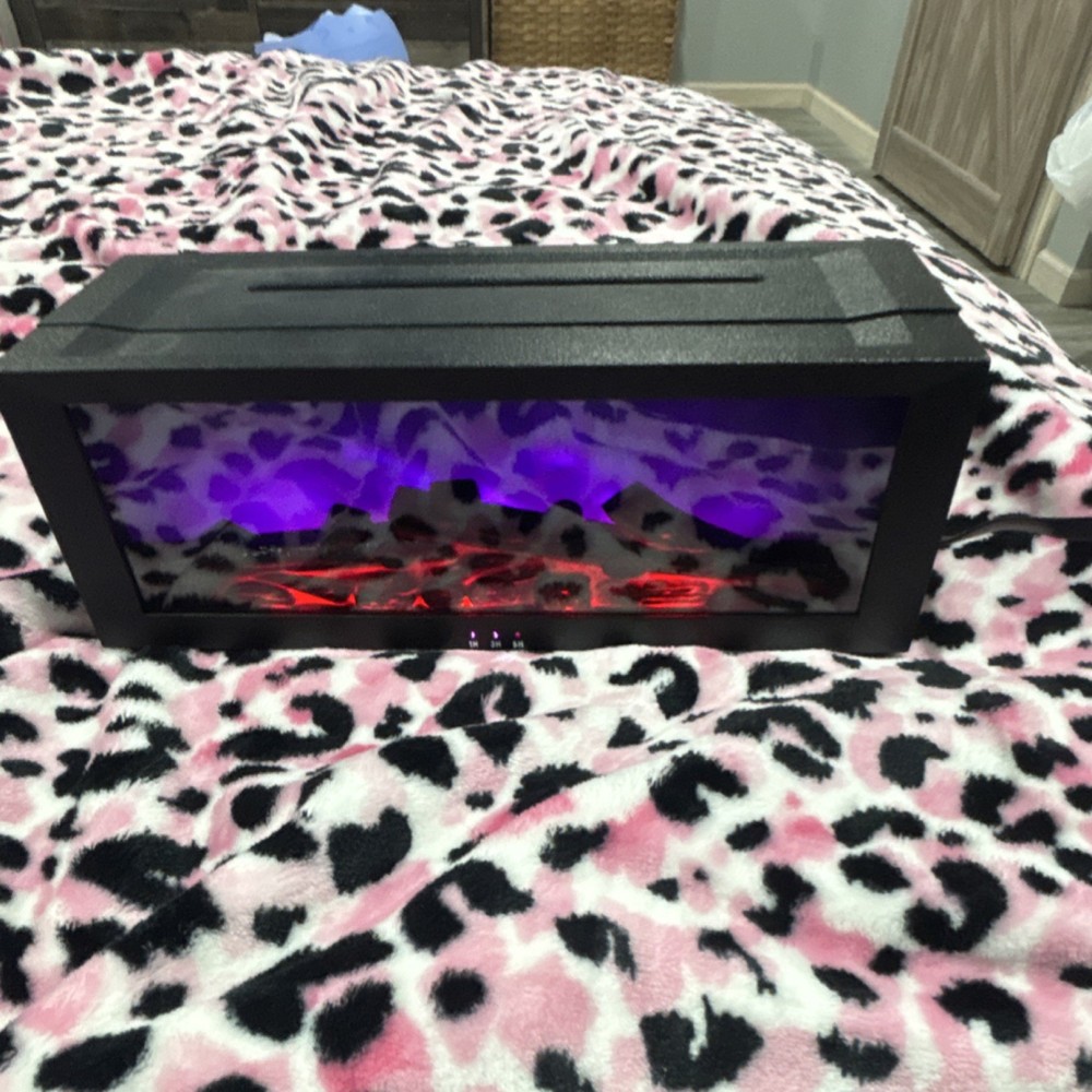 Freestanding Electric Fireplace Black, Adjustable Flame Colors, Remote Control