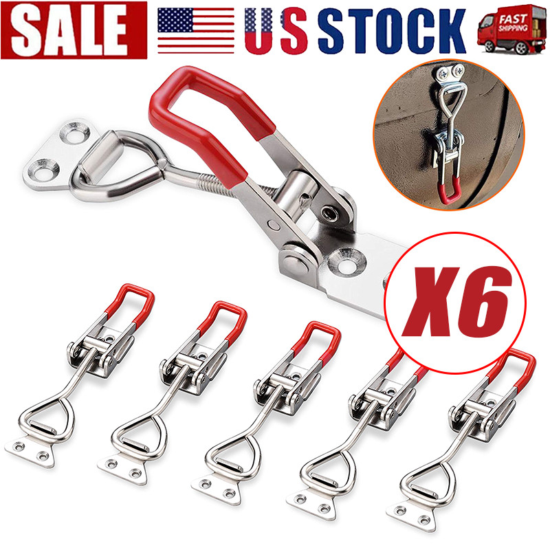 6 X Heavy Duty Steel Toggle Latch Catches Adjustable Lock Clamp For Boxes Case