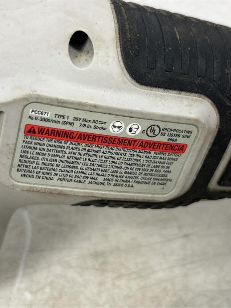 PORTER CABLE RECIPROCATING SAW - TOOL ONLY - PCC671 (P08029816)