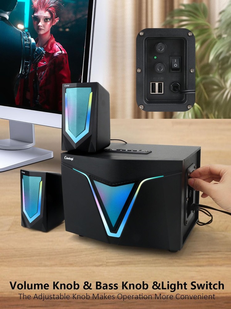2.1 USB-Powered Computer Speaker with Subwoofer,Computer Speakers with 9 subw